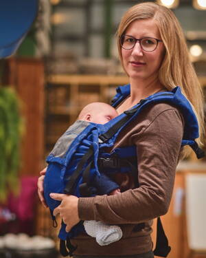 Ergonomický šatkový nosič pre novorodenca MiniMy Newborn, modrý, Jožánek