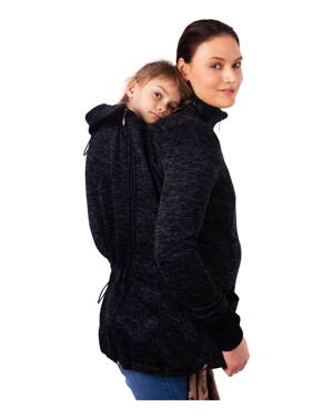 Lisa - mikina, sveter na nosenie detí vpredu a vzadu, čierny melír