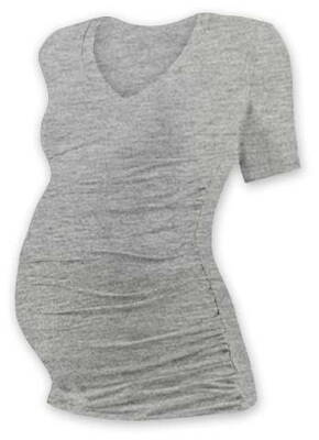 Tehotenské tričko Vanda, krátky rukáv, šedý melír
