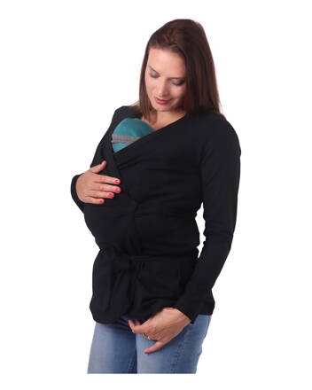 Zavinovací kabátik pro tehotné a nosiace ženy Michaela, čierny
