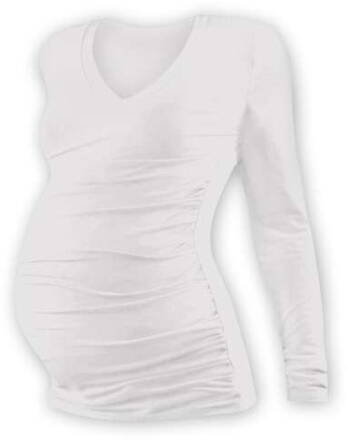 Tehotenské tričko Vanda, dlhý rukáv, smotanové