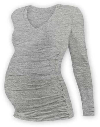 Tehotenské tričko Vanda, dlhý rukáv, šedý melír