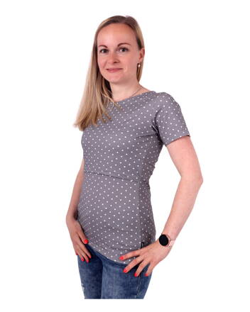 Tričko na dojčenie Lenka kr.rukáv, sivé s bodkami