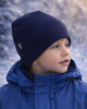 Detská zimná čiapka s fleecom, tmavo modrá
