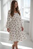 Tehotenské ľanové šaty na dojčenie Lovely Midi Dress Cream with Dots