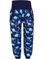Chlapčenské softshellové nohavice s fleecom, Dinosaury na modrej 