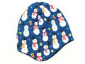 Detská zateplená čiapka Snehuliaci na tmavomodrom