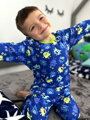 Rastúce chlapčenské pyžamo s dlhým rukávom – Príšerky (tmavomodré)