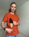 Tričko na dojčenie so zipsom Kira, oversized – škoricové S/M