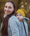 Lisa - mikina, sveter na nosenie detí vpredu a vzadu, sivý melír