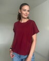 Tričko na dojčenie so zipsom Kira, oversized – vínové S/M