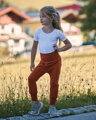 Detské baggy tepláky ľahké, škoricové