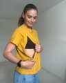 Tričko na dojčenie so zipsom Kira, oversized – horčicové S/M