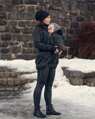 Elsa - mikina, sveter na nosenie detí vpredu, čierny melír
