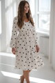Tehotenské ľanové šaty na dojčenie Lovely Midi Dress Cream with Dots