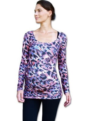 Tehotenské tričko Johanka, dlhý rukáv, leopardí vzor
