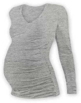 Tehotenské tričko Vanda, dlhý rukáv, šedý melír