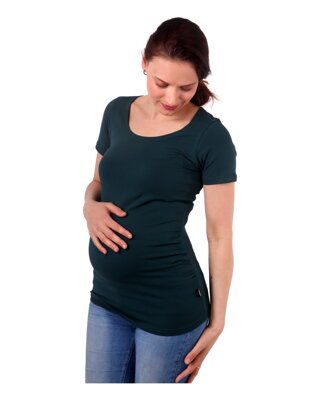 Tehotenské tričko Johanka, krátky rukáv, tm.zelené