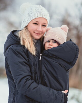 Zimná tehotenská a nosičská bunda Zora, čierna