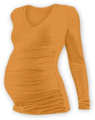 Tehotenské tričko Vanda, dlhý rukáv, oranžové