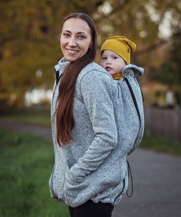 Nosící svetr (přední i zadní nošení) Lisa, šedý melír 