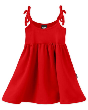 Detské šaty s viazaním na ramienkach, červené
