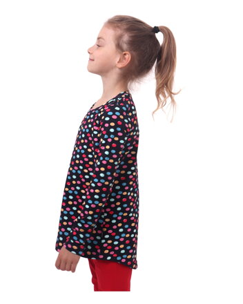 JOŽÁNEK Dívčí tričko, dlouhý rukáv, barevné puntíky (lentilky) na modré 92