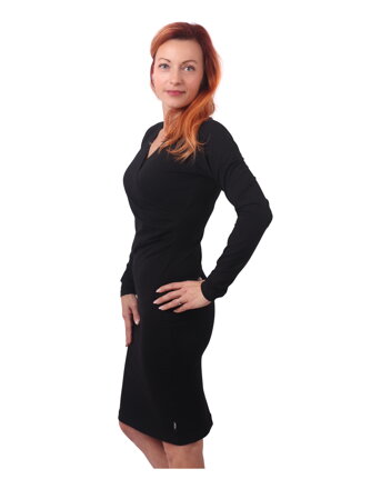 Dámske šaty Amália, dlhý rukáv, čierne