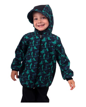 Chlapčenská softshellová bunda, tmavý maskáč, Kolekcia 2021