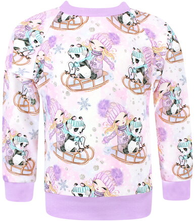 Dievčenská mikina Pandy na sánkach