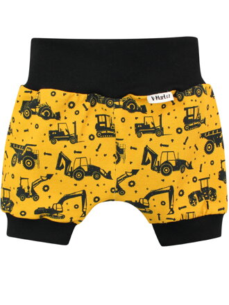 Šortky pre bábätká s bagrami v horčicovej farbe