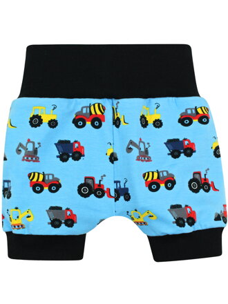 Šortky pre bábätká s bagrami v modrej farbe