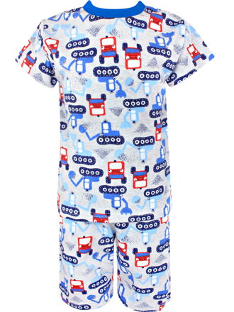 Chlapčenské pyžamo s krátkym rukávom Bagry na sivej