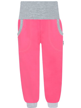 Dievčenské ružové tepláky s vysokým pásom