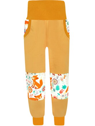 Dievčenské SLIM tepláky s dvojitými kolenami - Líšky na lúke