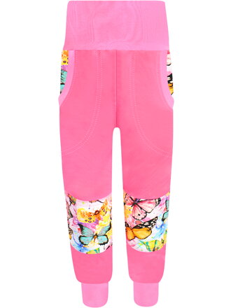 Dievčenské SLIM tepláky s dvojitými kolenami - Motýle