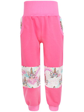 Dievčenské tepláky s dvojitými kolenami - Jednorožci