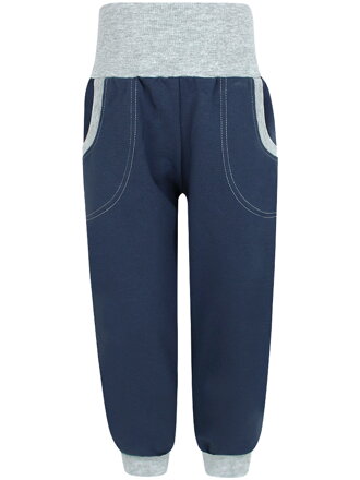 Tepláky s vysokým pásom - šedomodré