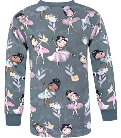 Dievčenské tričko s dlhým rukávom Baleríny, šedá