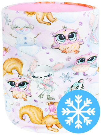 Detský zateplený nákrčník Zvieratká na ľade