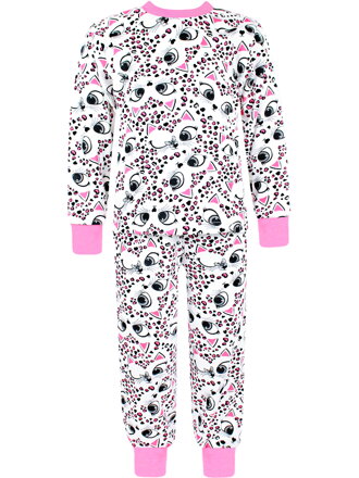 Rastúce dievčenské pyžamo s dlhým rukávom – Mačičky a srdiečka