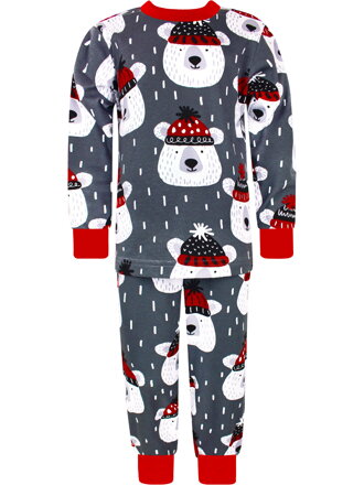 Rastúce vianočné pyžamo s dlhými rukávmi Medvedíci v čiapke