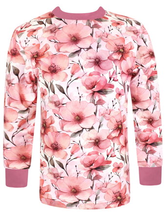 Dievčenské tričko s dlhým rukávom Kvetiny