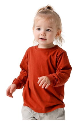 Detské tričko, dlhý rukáv, škoricové 