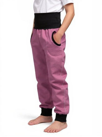 Detské zateplené softshellové nohavice s reguláciou pása, ružové