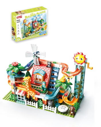 Guľôčková dráha s elektrickým pohonom (255 dielikov) – veľké kocky pre deti od 3 rokov