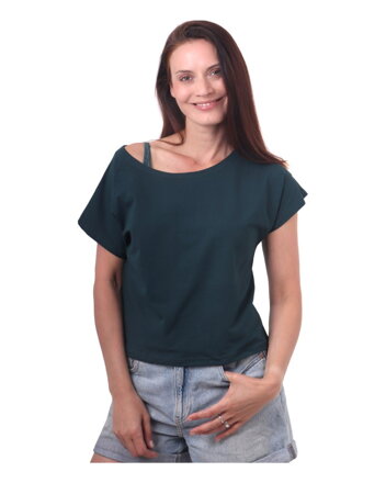 Crop top tričko Edita, tmavozelená