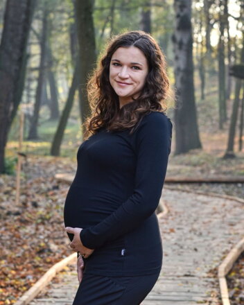 Tehotenské tričko Johanka, dlhý rukáv, čierne
