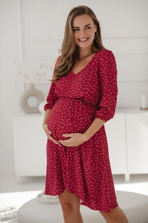 Tehotenské šaty na dojčenie Lovely Dress, Red with Dots