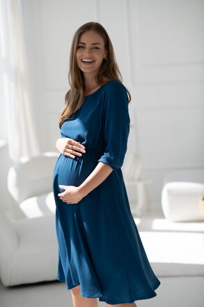 Tehotenské šaty na dojčenie, 3/4 rukáv, Lovely Midi Dress Poseidon